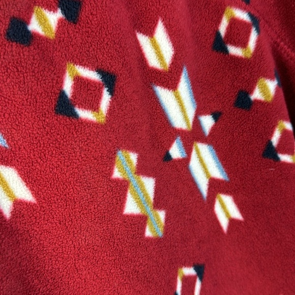 Eddie Bauer Quarter Zip Aztec Print Pullover Fleece Red Women's Size XS - Picture 3 of 9